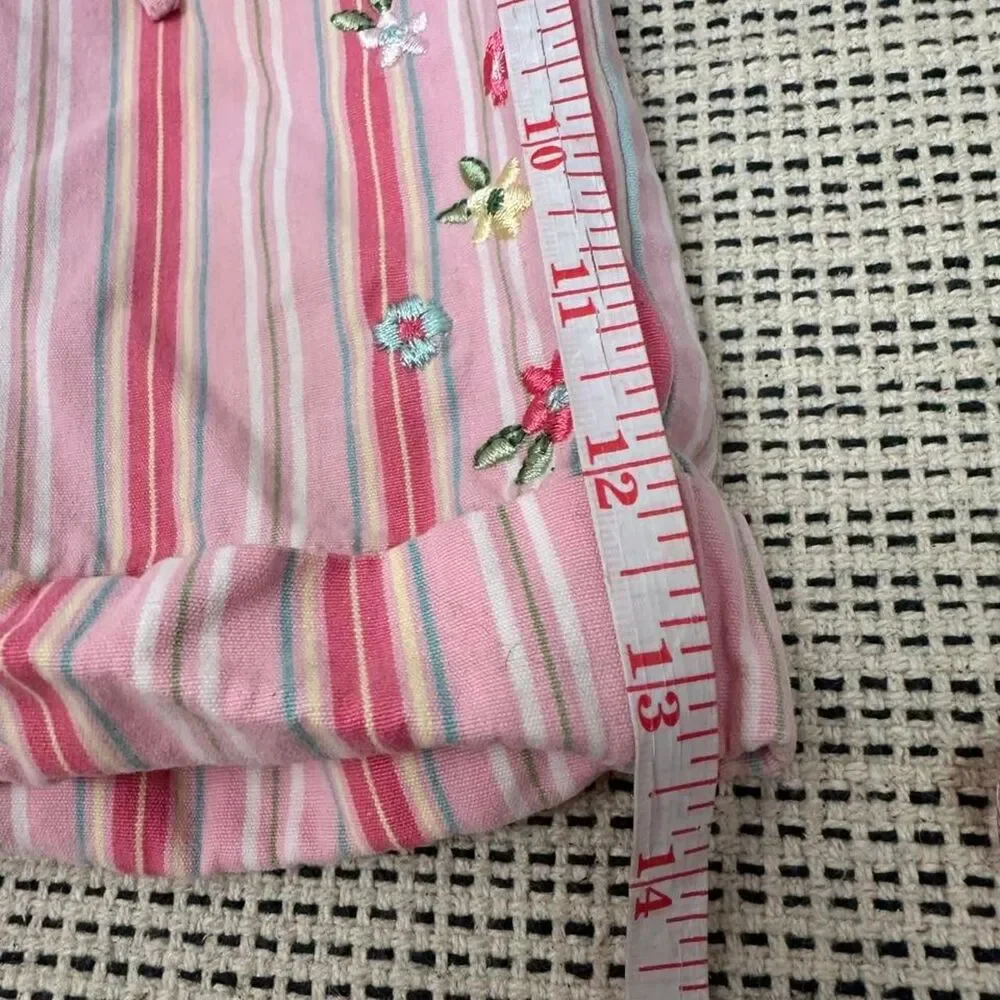 Y2K Baby Girls OshKosh Pin Stripe Floral Embroidered Pants